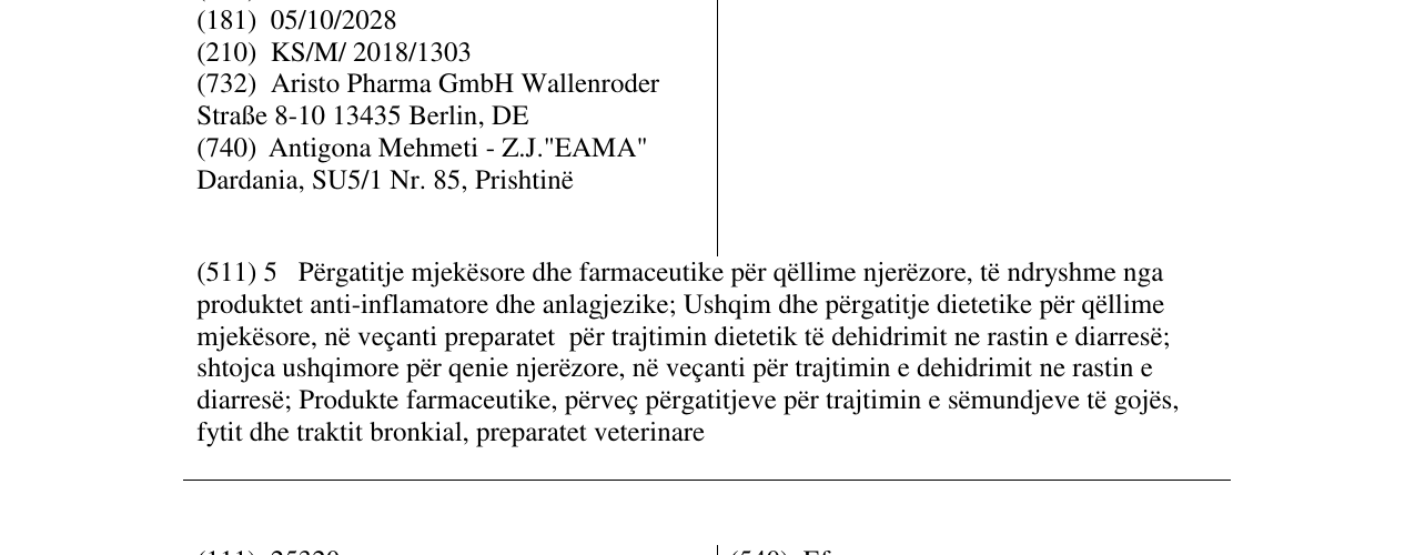 Zëri i markës Saltadol në buletin