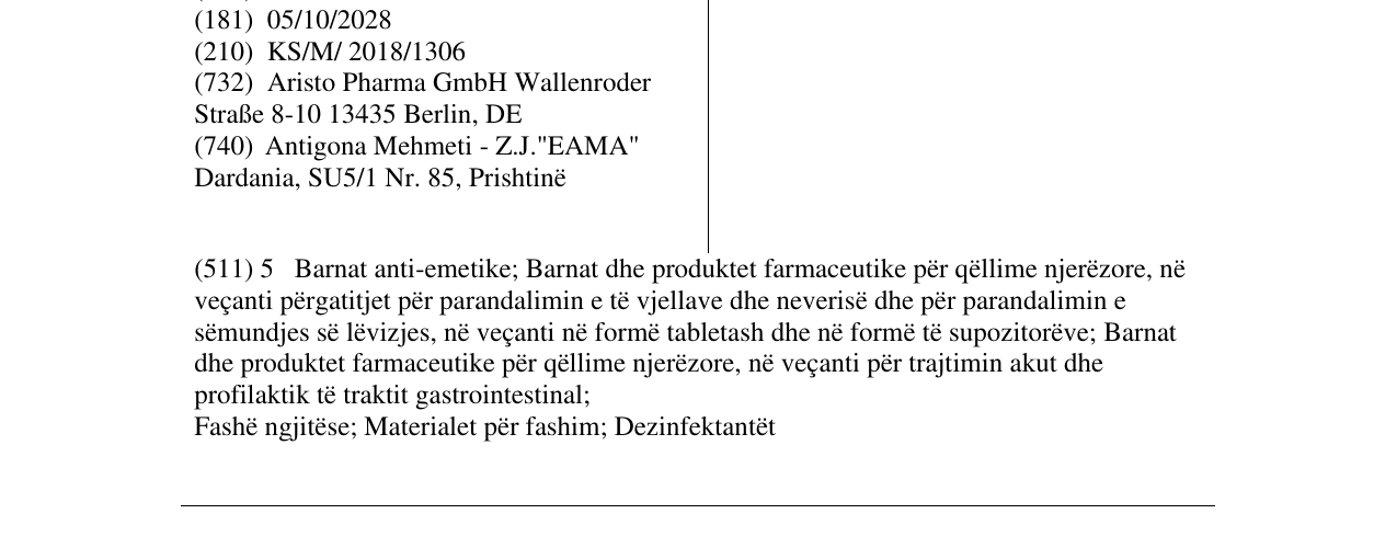 Zëri i markës Emesan në buletin