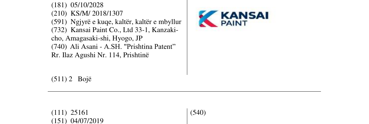Zëri i markës KANSAI PAINT në buletin