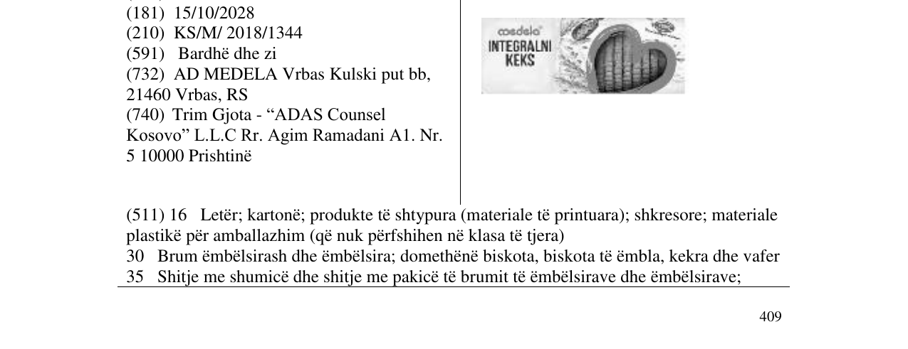 Zëri i markës Medela Integralni keks në buletin