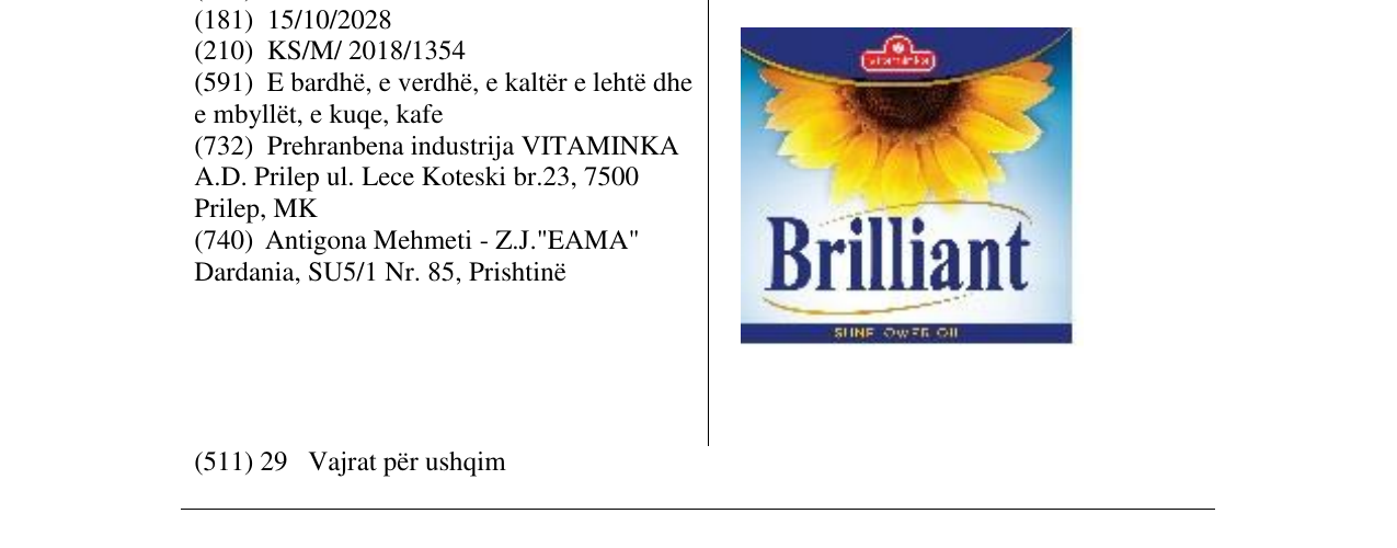 Zëri i markës Brilliant në buletin