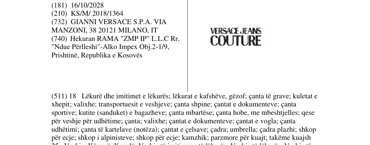 Zëri i markës VERSACE JEANS COUTURE në buletin