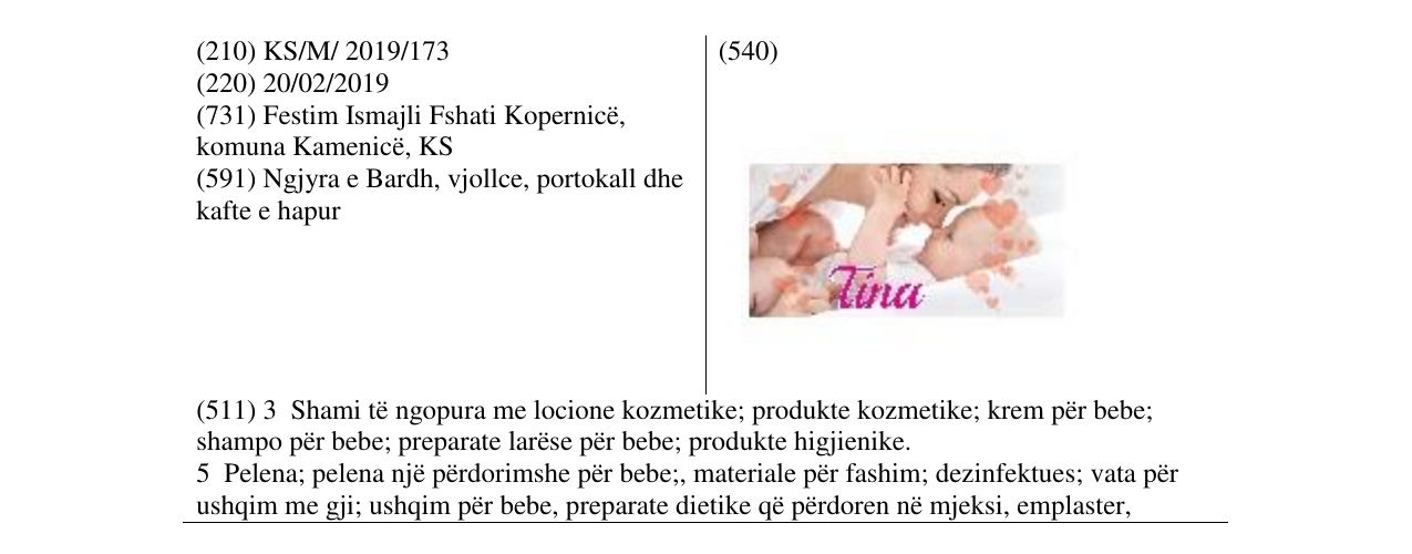 Zëri i markës Tina në buletin