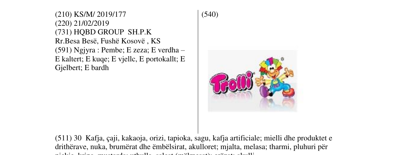 Zëri i markës Trolli në buletin