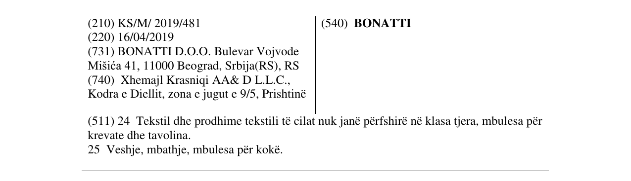 Zëri i markës BONATTI në buletin
