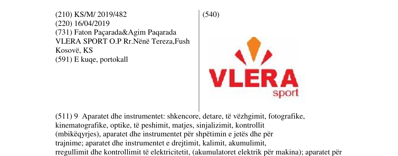 Zëri i markës VLERA sport në buletin