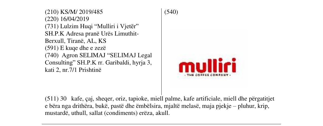 Zëri i markës mulliri në buletin