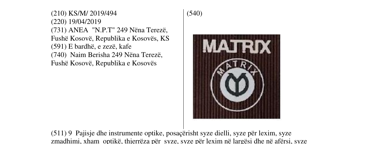 Zëri i markës MATRIX në buletin