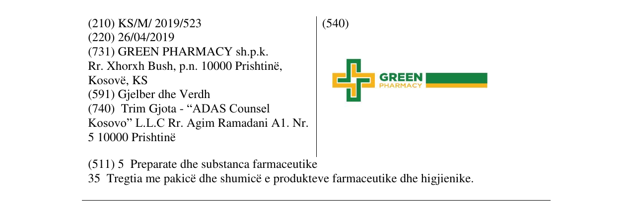 Zëri i markës Green pharmacy në buletin