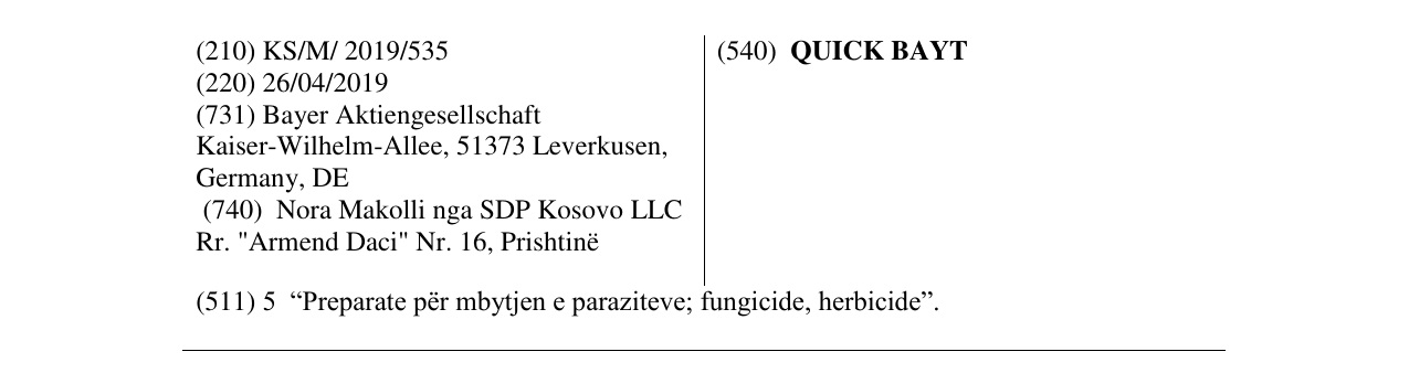 Zëri i markës QUICK BAYT në buletin