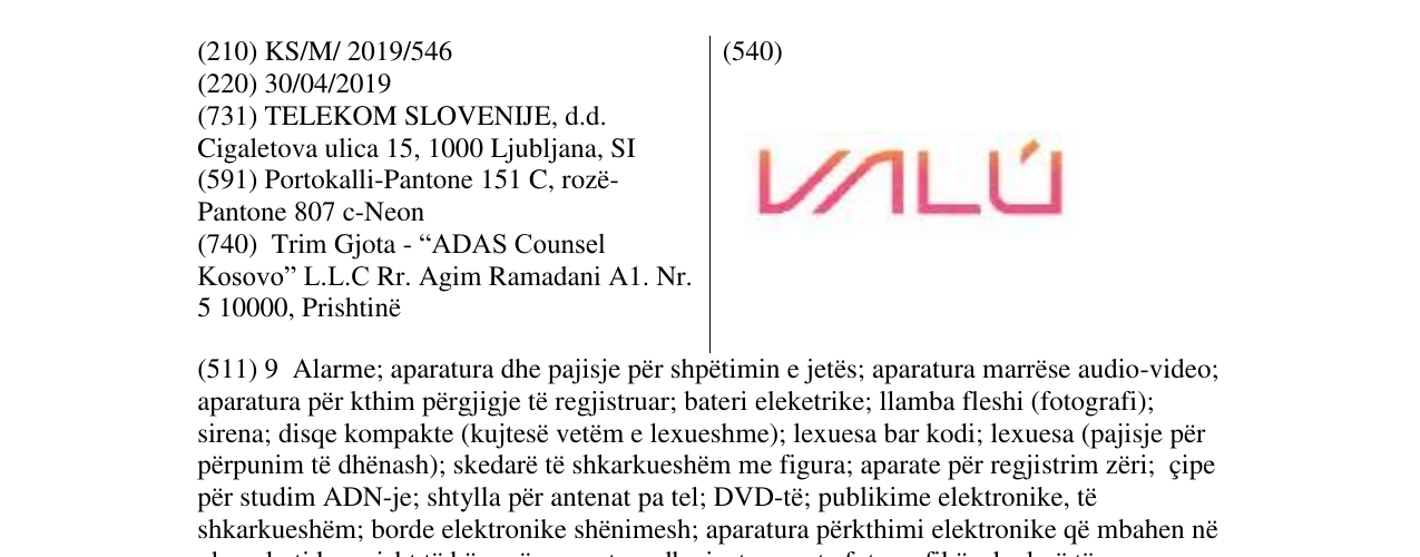 Zëri i markës VALU në buletin