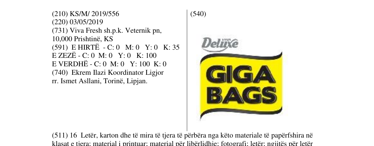 Zëri i markës GIGA BAGS në buletin