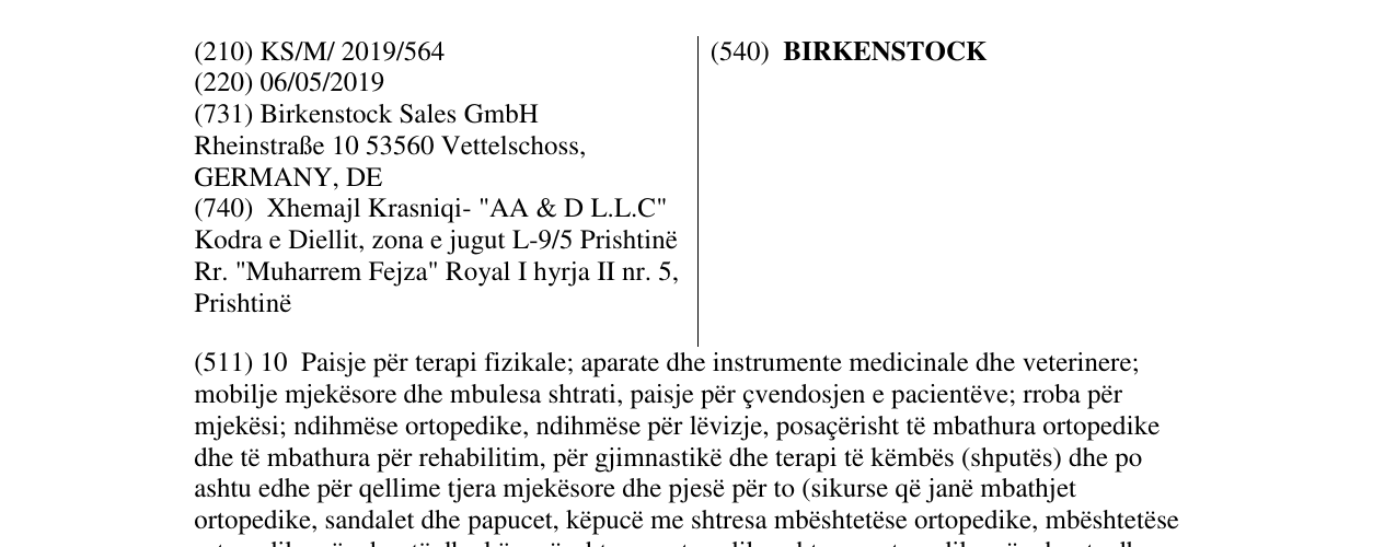 Zëri i markës BIRKENSTOCK në buletin