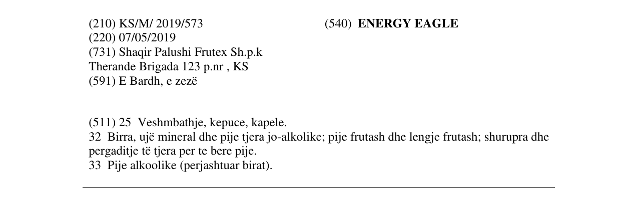 Zëri i markës ENERGY EAGLE në buletin