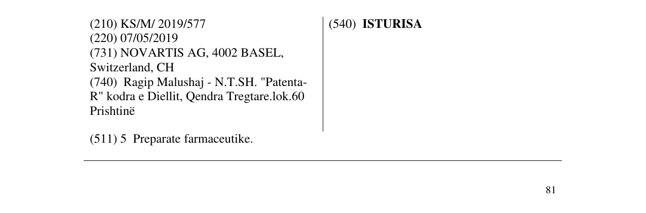 Zëri i markës ISTURISA në buletin