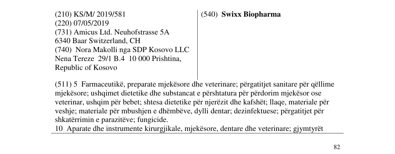 Zëri i markës Swixx Biopharma në buletin