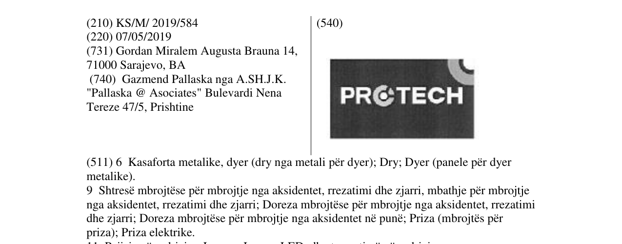 Zëri i markës PROTECH në buletin
