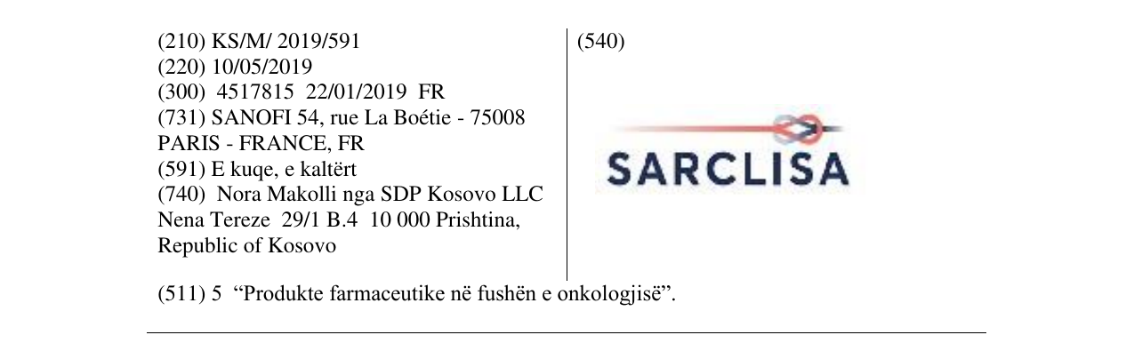 Zëri i markës SARCLISA në buletin