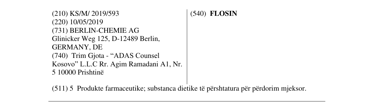 Zëri i markës FLOSIN në buletin