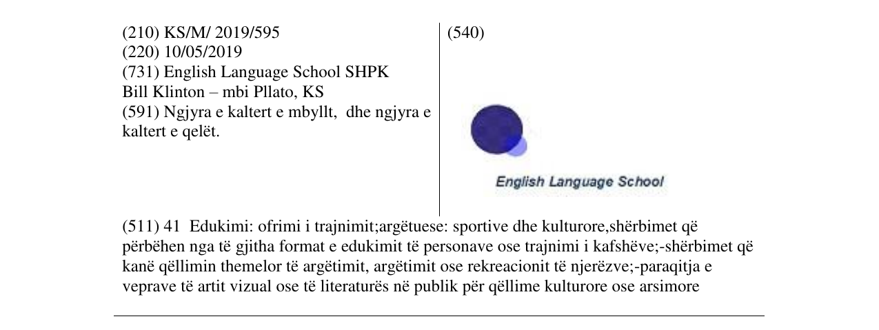 Zëri i markës English Language School në buletin