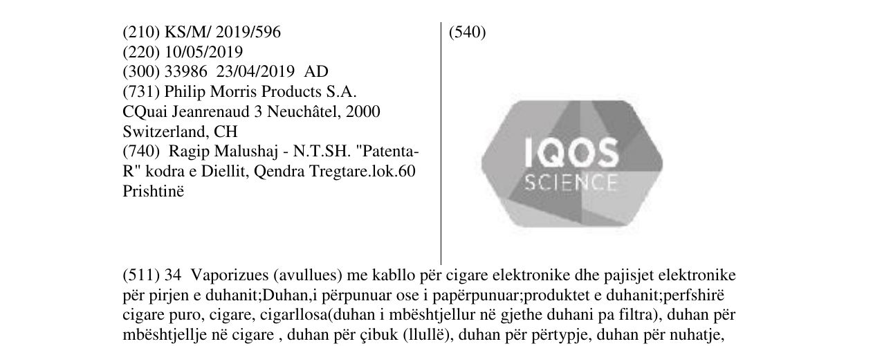 Zëri i markës IQOS SCIENCE në buletin
