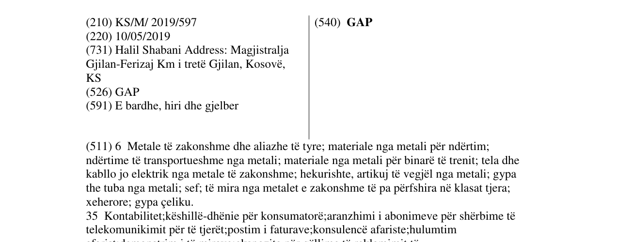 Zëri i markës GAP në buletin