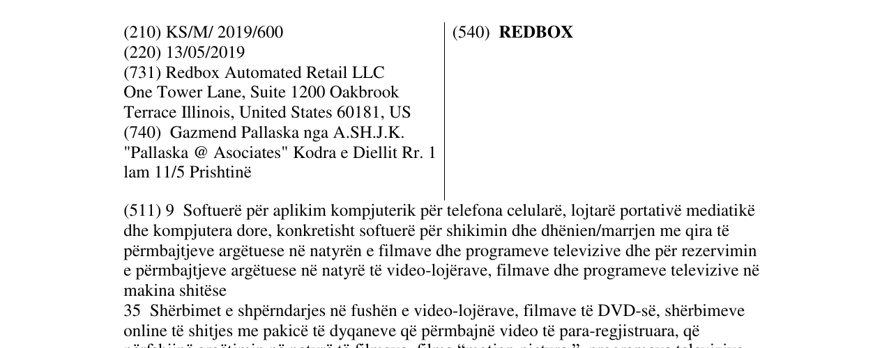Zëri i markës REDBOX në buletin