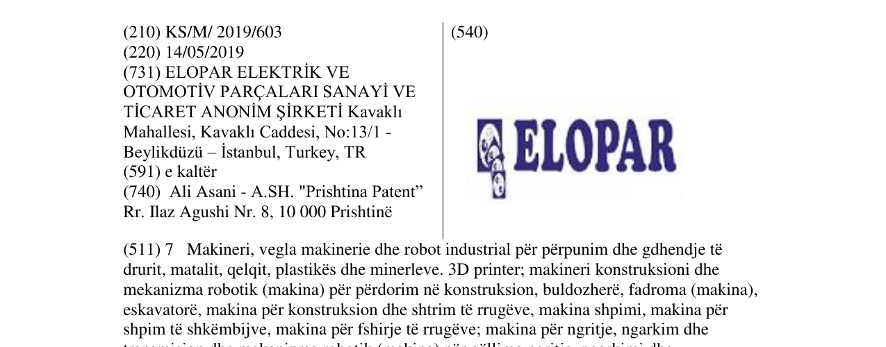 Zëri i markës ELOPAR në buletin