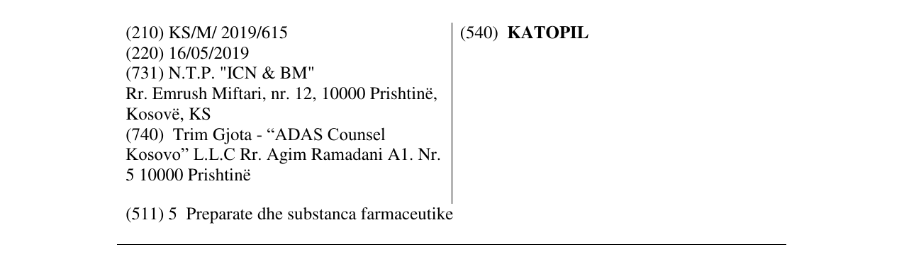Zëri i markës KATOPIL në buletin