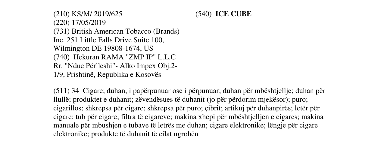 Zëri i markës ICE CUBE në buletin