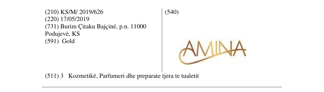 Zëri i markës AMINA në buletin