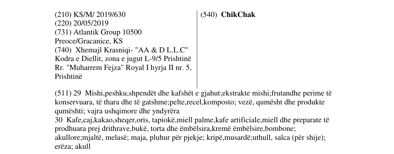 Zëri i markës ChikChak në buletin