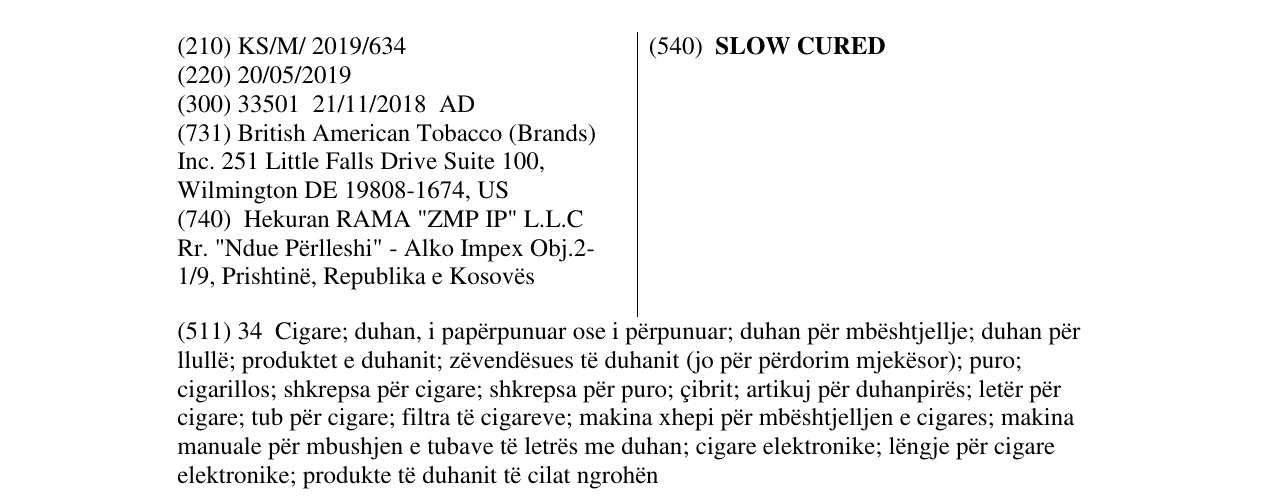 Zëri i markës SLOW CURED në buletin