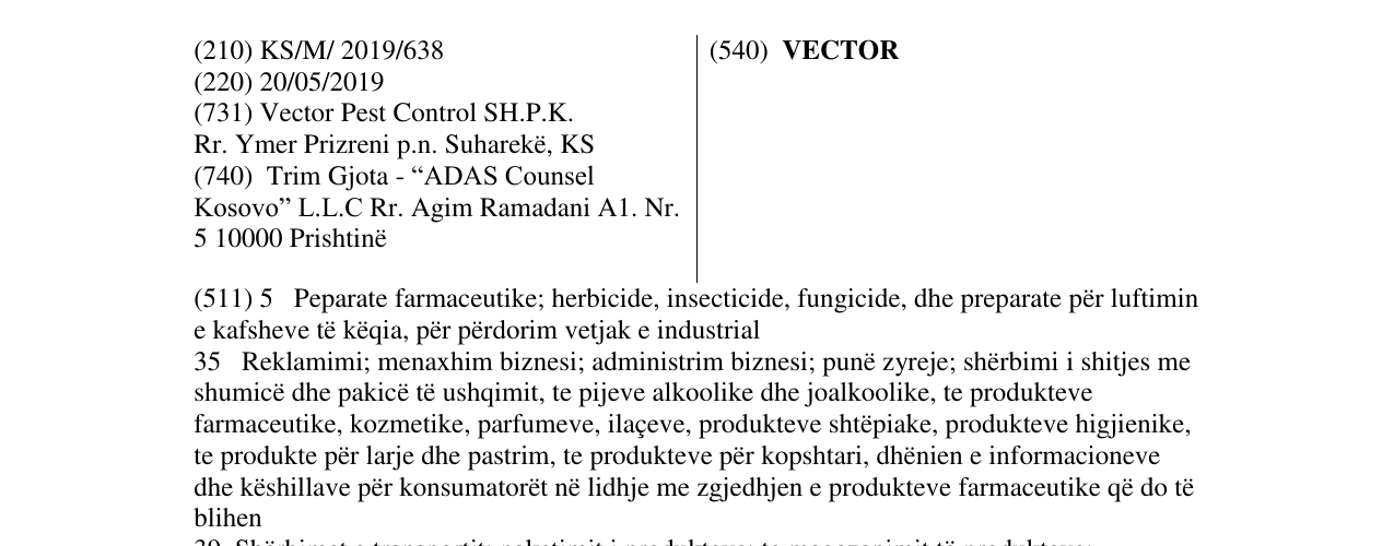 Zëri i markës VECTOR në buletin