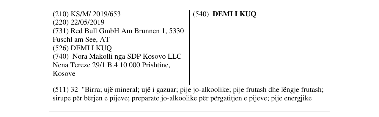 Zëri i markës DEMI I KUQ në buletin