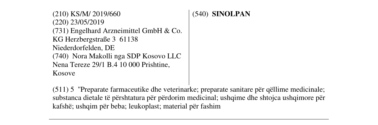 Zëri i markës SINOLPAN në buletin