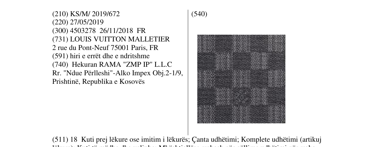 Zëri i markës LOUIS VUITTON në buletin