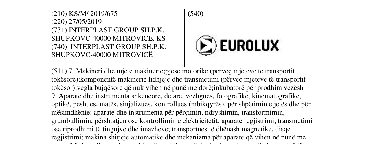 Zëri i markës EUROLUX në buletin