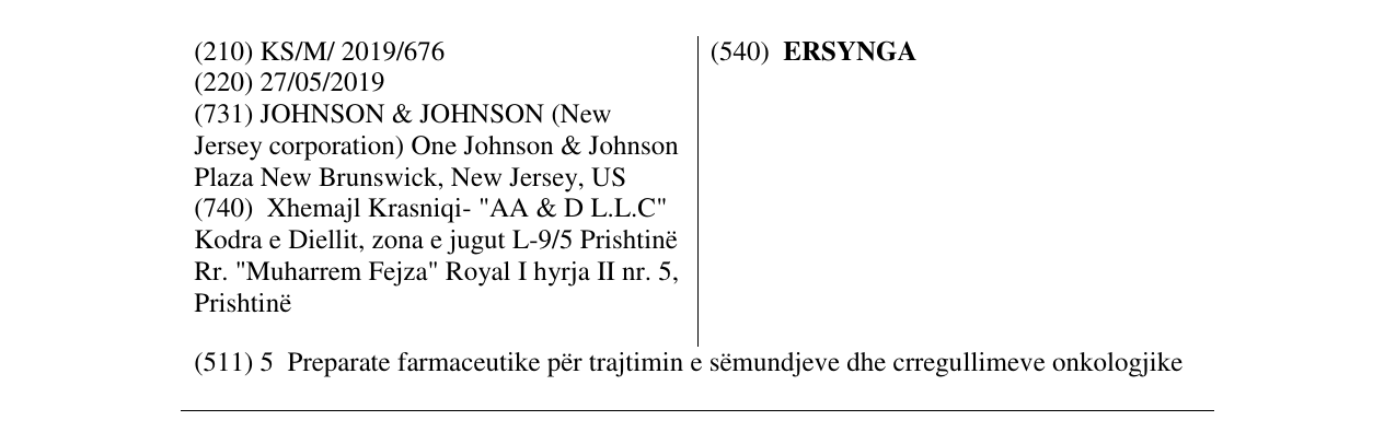Zëri i markës ERSYNGA në buletin