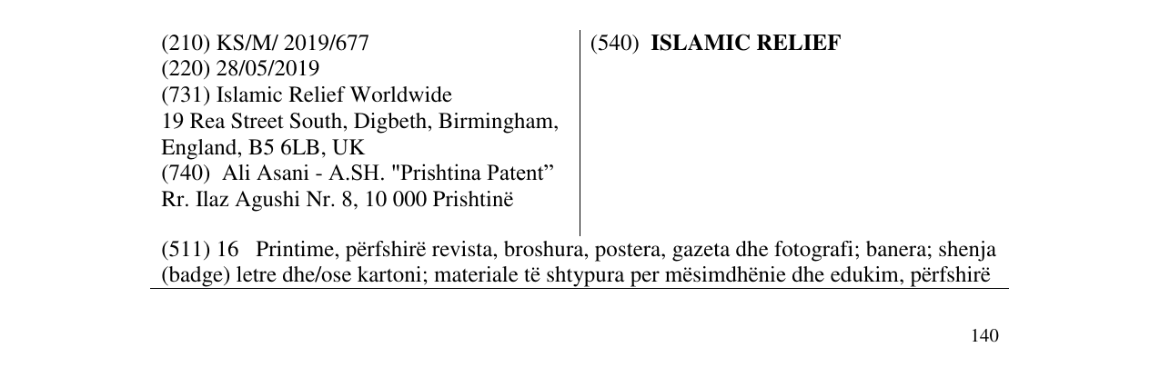 Zëri i markës ISLAMIC RELIEF në buletin