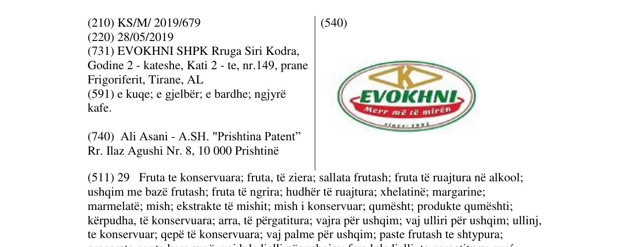 Zëri i markës EVOKHNI në buletin