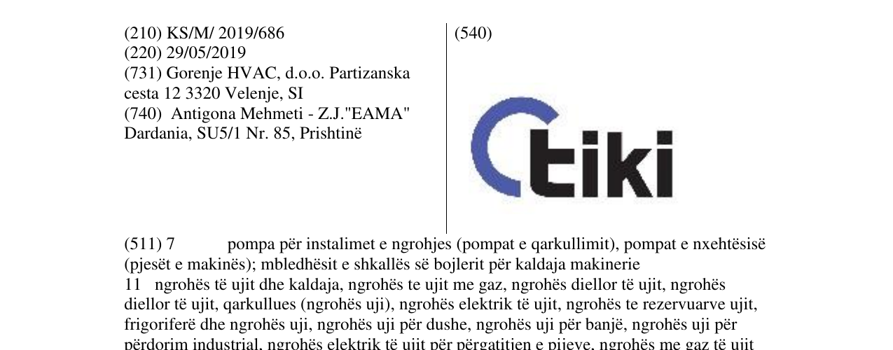 Zëri i markës TIKI në buletin