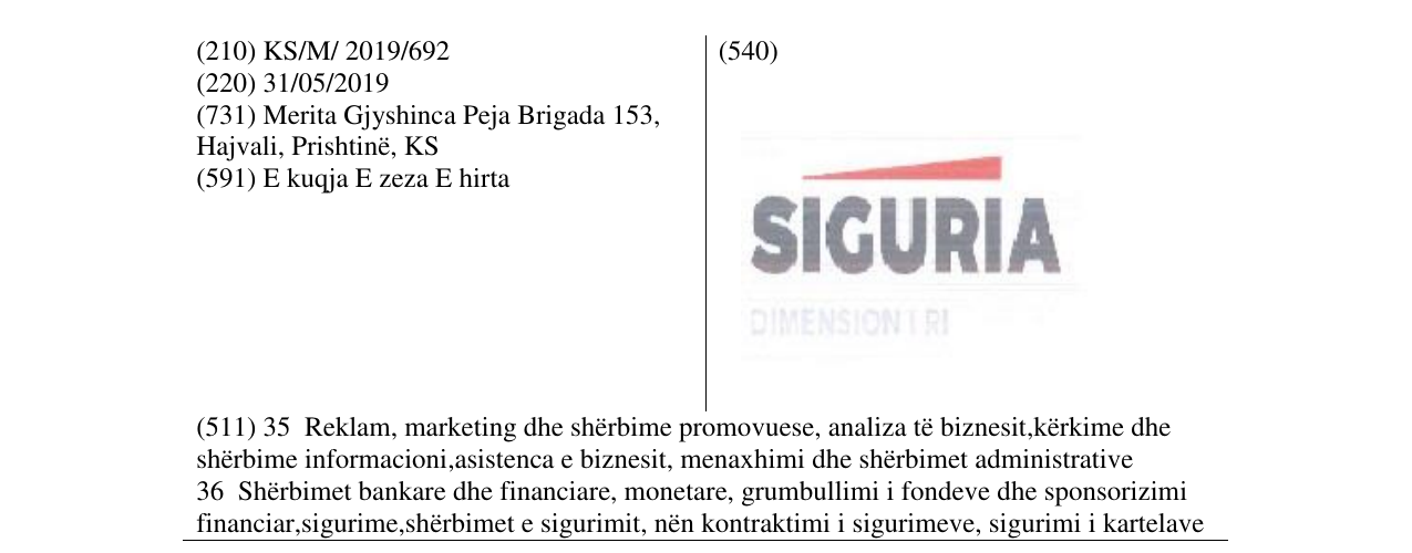Zëri i markës SIGURIA në buletin