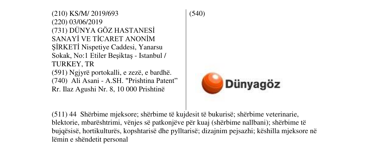 Zëri i markës DUNYAGOZ në buletin