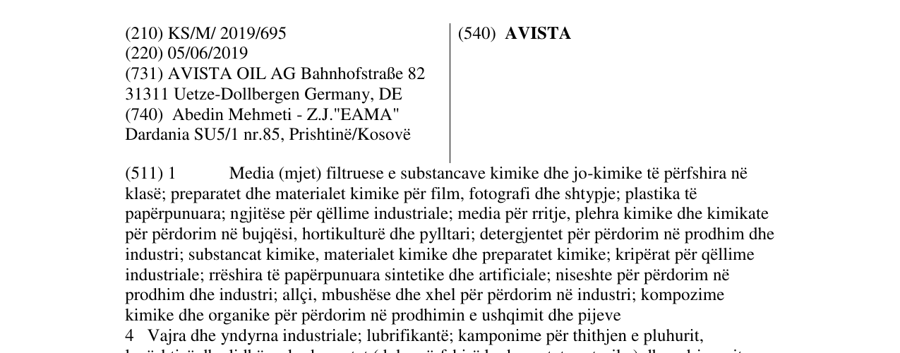 Zëri i markës AVISTA në buletin