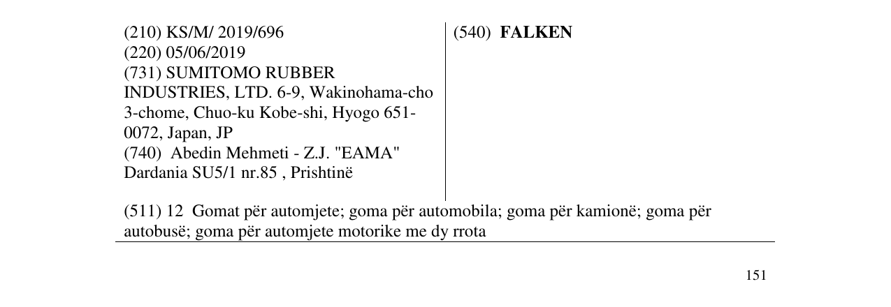 Zëri i markës FALKEN në buletin