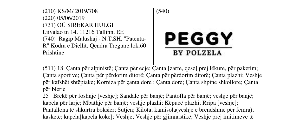 Zëri i markës PEGGY në buletin