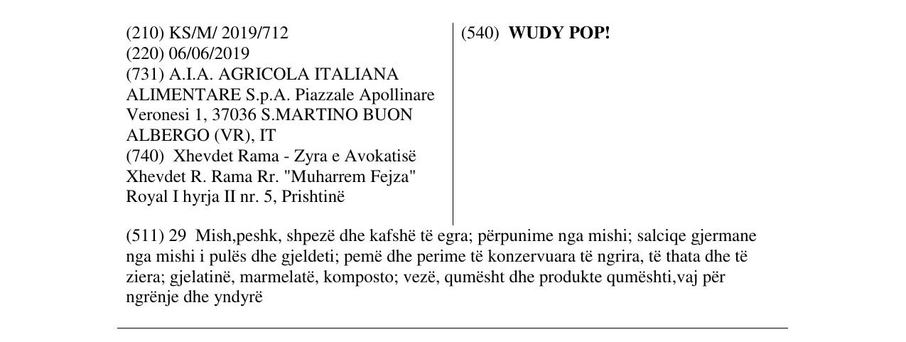 Zëri i markës WUDY POP! në buletin