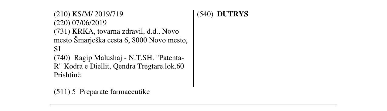Zëri i markës DUTRYS në buletin