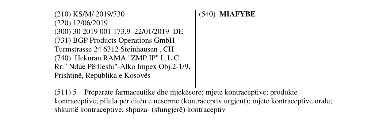 Zëri i markës MIAFYBE në buletin